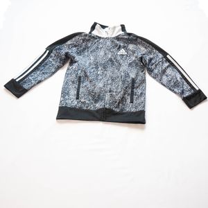 Adidas Big Boy's 7 Black White Tricot Tracksuit Jacket